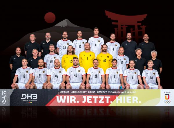 Das offizielle Mannschaftsfoto des Teams Deutschland für das Handball-Turnier bei Olympia.